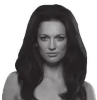 Portrait of a woman with long dark hair, no visible text or symbols