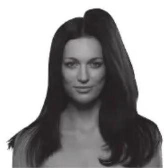 Black-and-white portrait of a woman with long hair (no text or symbols visible)