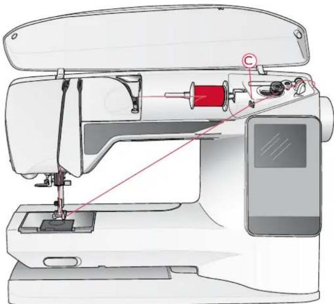 Husqvarna-Viking Designer Topaz 25 - SPOLING AF UNDERTRÅD VED HJÆLP AF DEN LODRETTE TRÅDRULLEHOLDER - 1