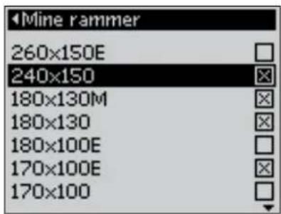 Mine rammer 260×150E 240×150 180×130M 180×130 180×100E 170×100E 170×100