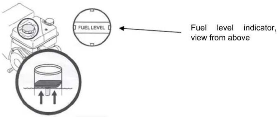FUEL LEVEL Fuel level indicator, view from above