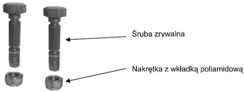 Śruba zrywalna Nakrętka z wkładką poliamidową