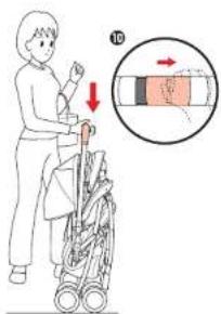 Illustration showing a person pushing a child in a stroller with a magnified inset highlighting the hand area of the hand.