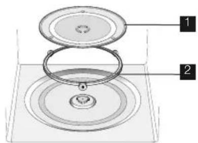 Technical diagram of a mechanical component with labeled parts 1 and 2