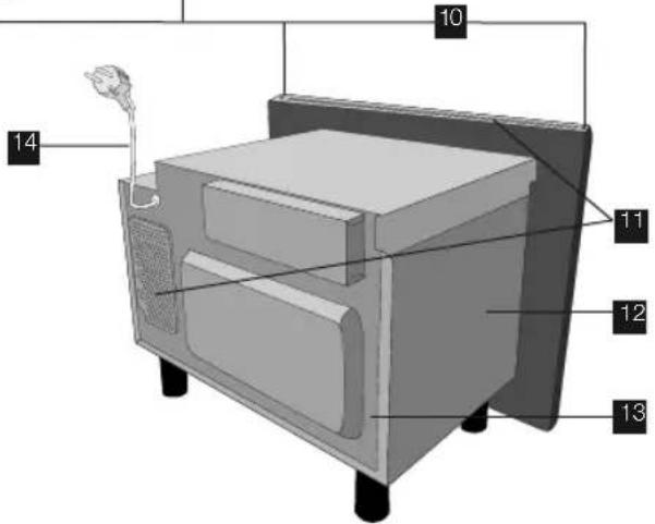 Technical diagram of a device with numbered components, likely an appliance or fixture assembly