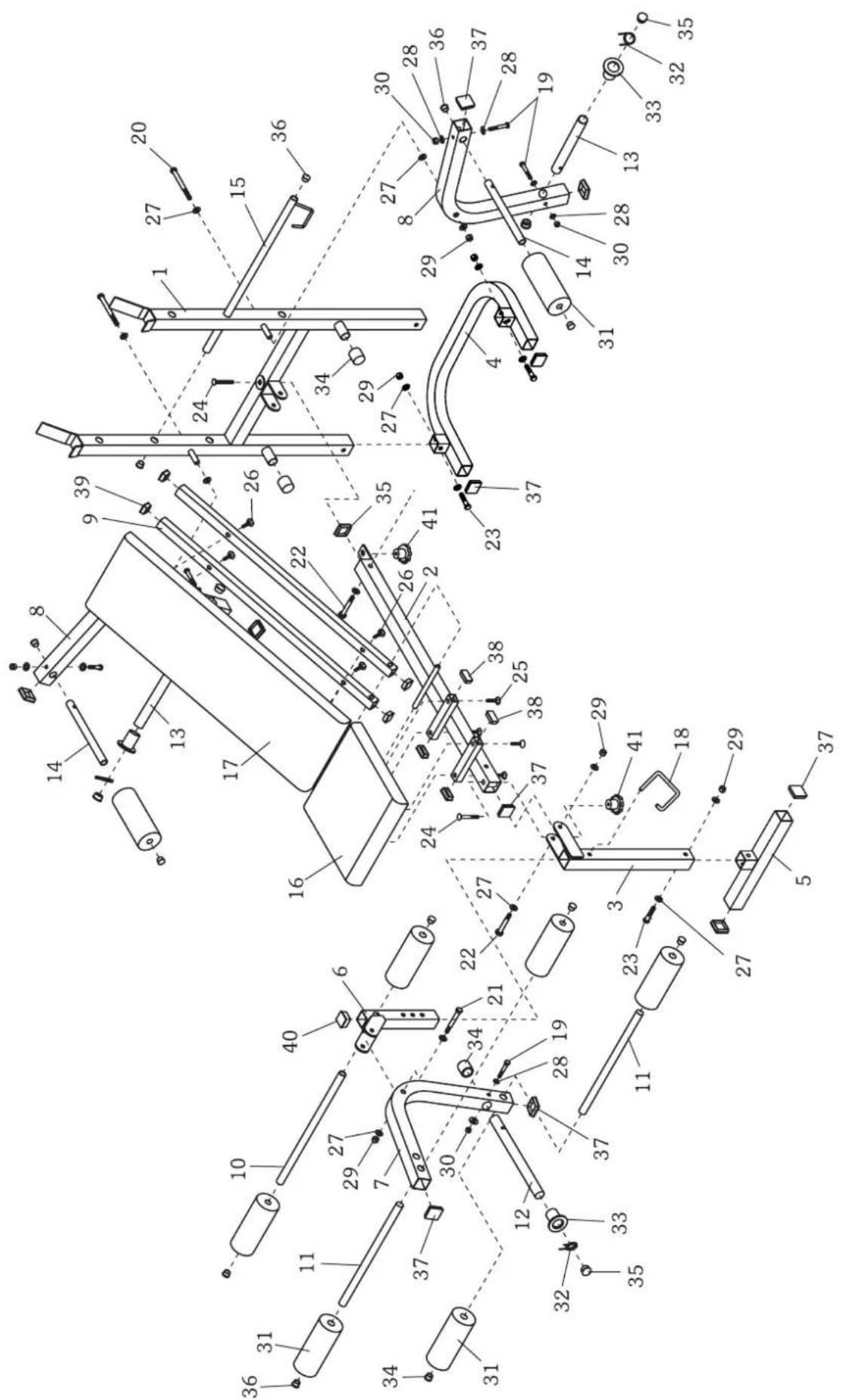 Technical diagram of a mechanical assembly with numbered components for identification and assembly reference.