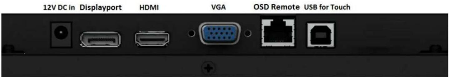 12V DC in Displayport HDMI VGA OSD Remote USB for Touch