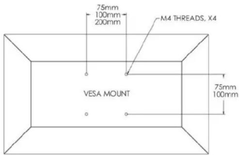 75mm 100mm 200mm M4 THREADS, X4 VESA MOUNT 75mm 100mm