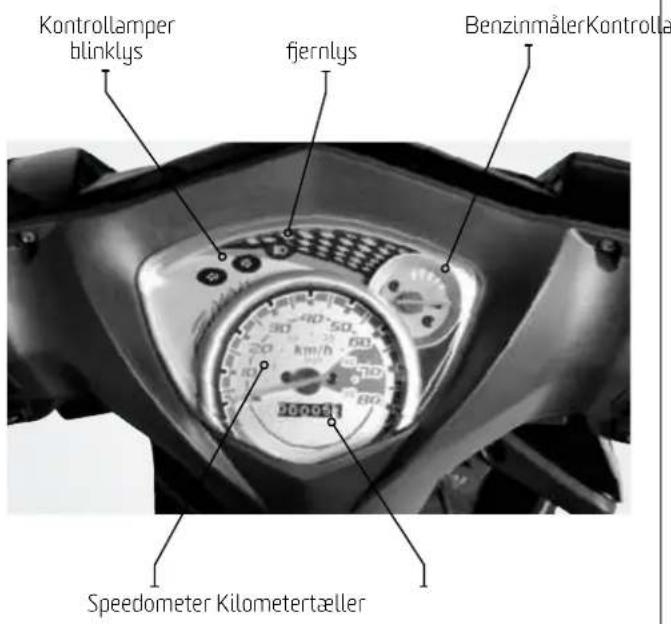 Kontrollamper blinklys fjernlys BenzinmålerKontrolla Speedometer Kilometertæller
