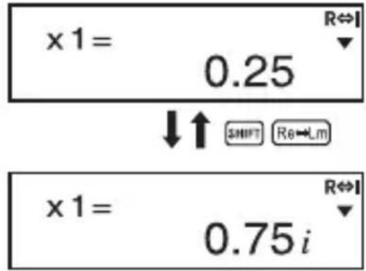 x1= 0.25 ↓↑ Shift Re→Lm x1= 0.75i