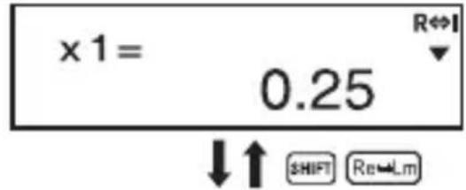 x1= 0.25 ↓↑ SHIFT Re←Lm