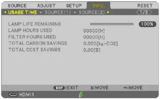 NEC P603X - ⑦ Menu Descriptions & Functions [INFO.] - 1