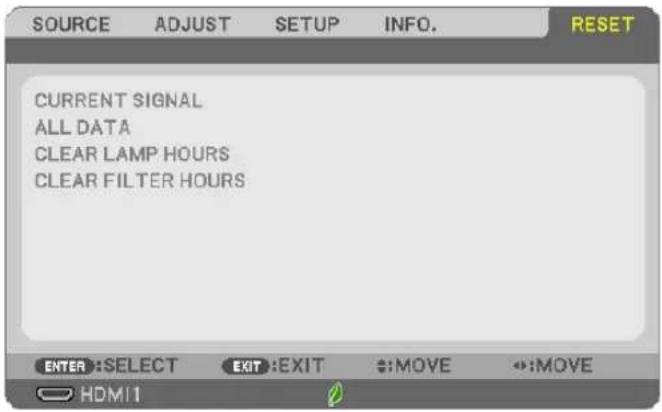 NEC P603X - ⑧ Menu Descriptions & Functions [RESET] - 1