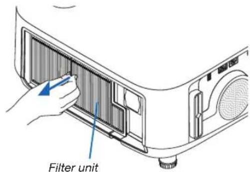 NEC P603X - Pick the center of the filter unit for pulling it out. - 2