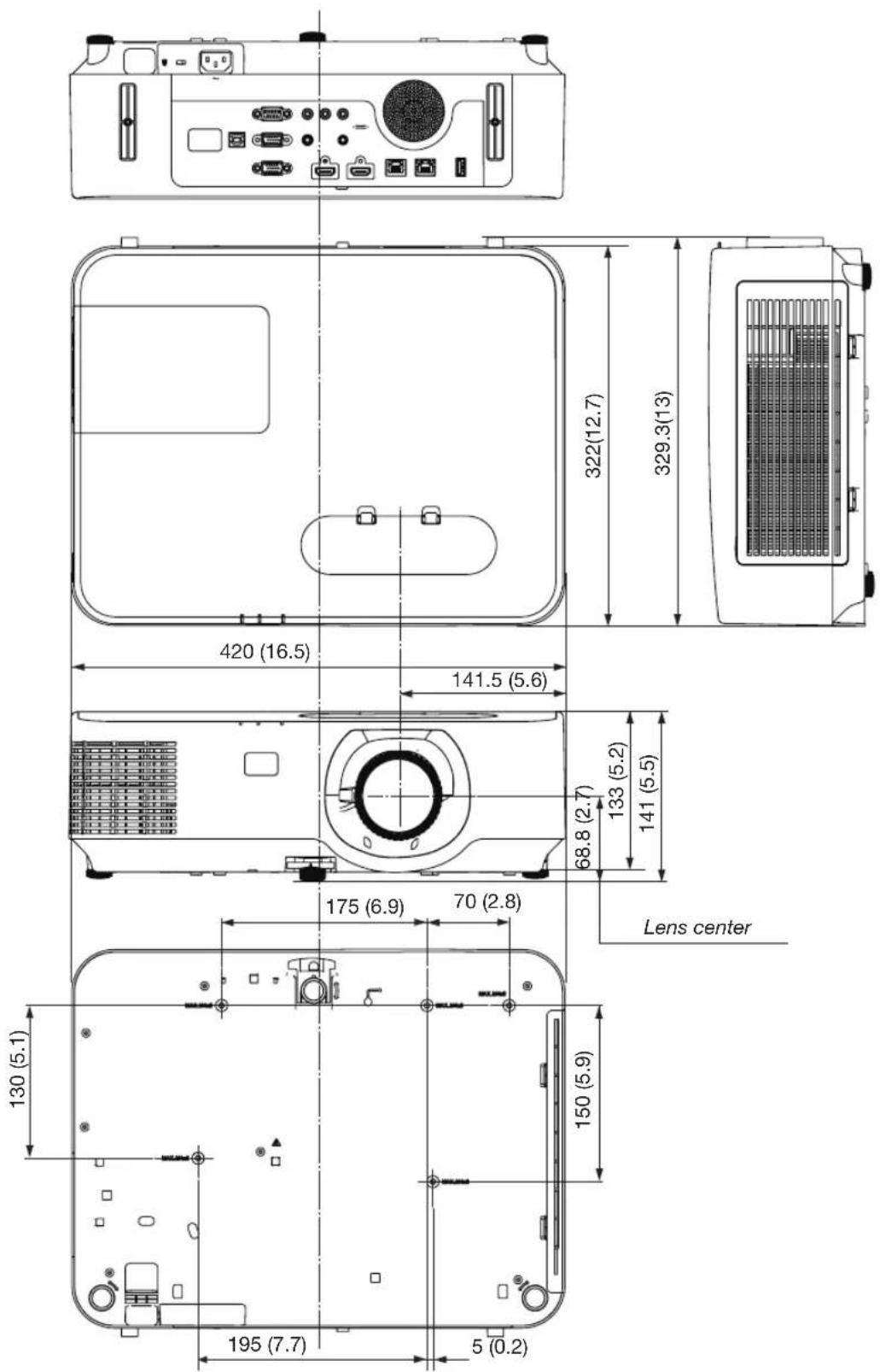 NEC P603X - ③ Cabinet Dimensions - 1