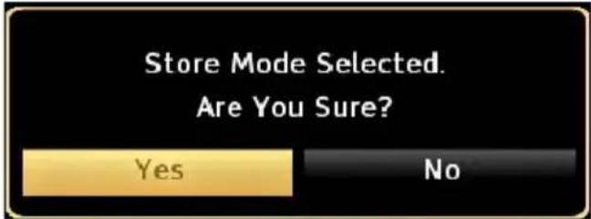 Store Mode Selected. Are You Sure? Yes No