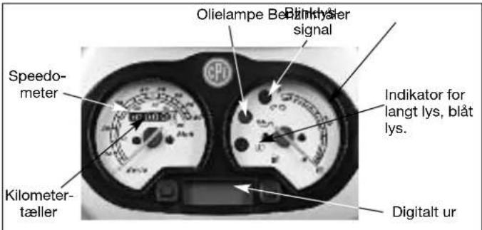 Olielampe Bölnklysier signal Speedo- meter Indikator for langt lys, blåt lys. Kilometer- tæller Digitalt ur