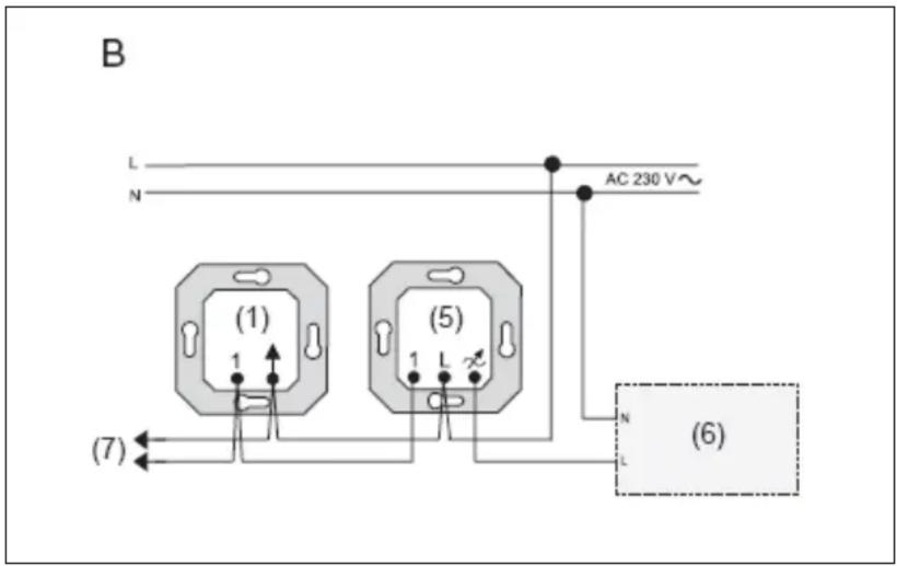 B L N (1) 1 (5) 1 L AC 230 V~ (7) N L (6)
