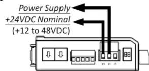Power Supply +24VDC Nominal (+12 to 48VDC)