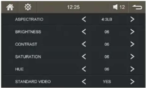 ASPECTRATIO BRIGHTNESS CONTRAST SATURATION HUE STANDARD VIDEO 4:3LB 06 06 06 06 YES
