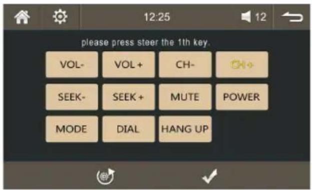 please press steer the 1th key. VOL- VOL + CH- SEEK- SEEK + MUTE POWER MODE DIAL HANG UP