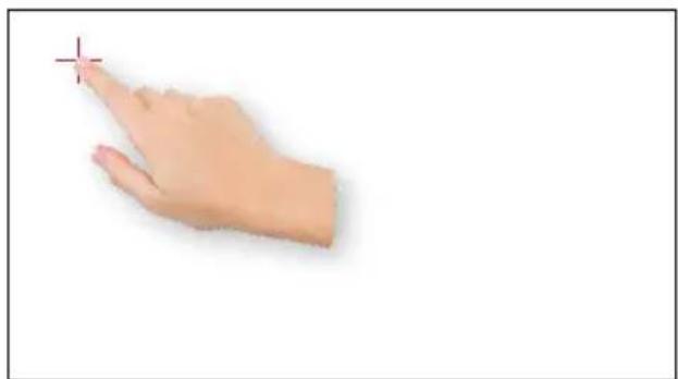 Illustration of a hand pointing with a cross mark (no text or symbols)