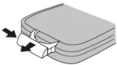 Illustration of a folded paper or plastic sheet with two arrows indicating compression or dislocation (no text or symbols)