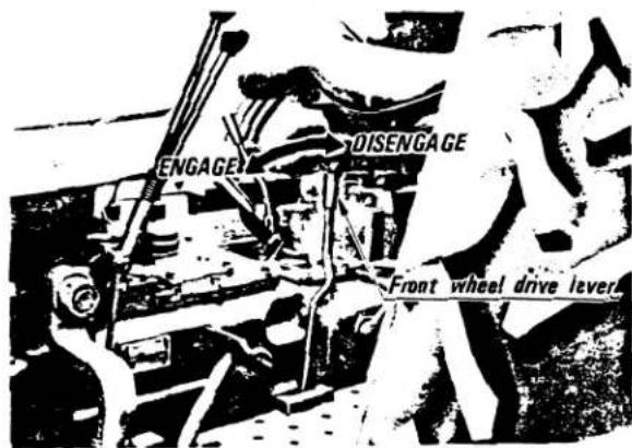 ENGAGE DISENGAGE Front wheel drive lever