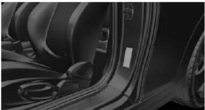 Close-up of a car's front and side panels showing structural elements (no visible text or symbols)