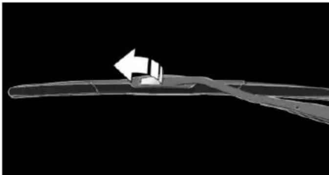 Diagram of a mechanical component with an arrow indicating direction, no visible text or symbols