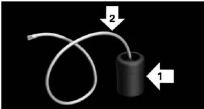 3D diagram of a coiled cable with two labeled arrows (1 and 2), no text or symbols present.