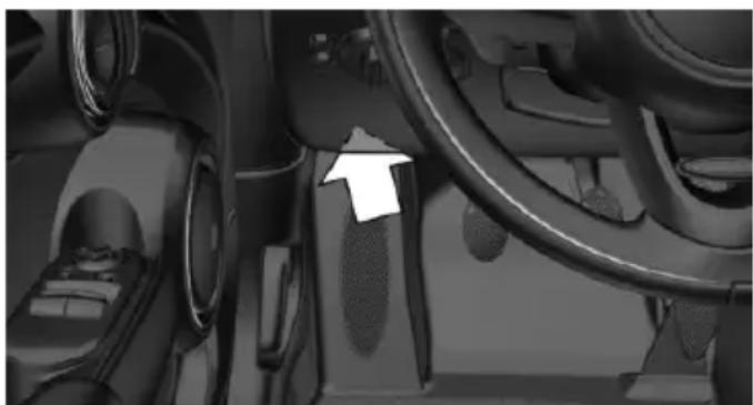 Interior view of a car dashboard and steering wheel (no visible text or symbols)