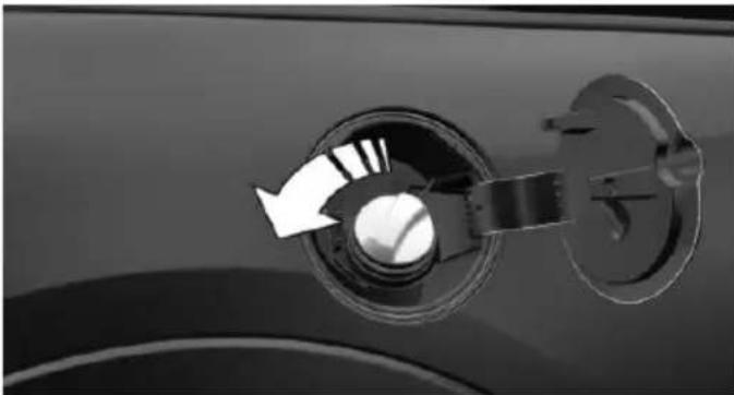 Close-up of a car's door and valve mechanism with a white arrow indicating rotation (no text or symbols)