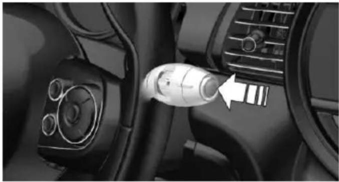 Interior view of a car dashboard with a USB port and control panel (no visible text or symbols)