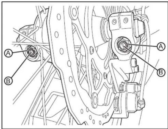 Technical diagram of a mechanical assembly with labeled parts A and B
