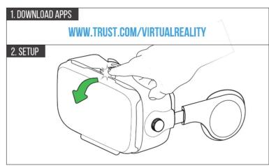 1. DOWNLOAD APPS WWW.TRUST.COM/VIRTUALREALITY 2. SETUP