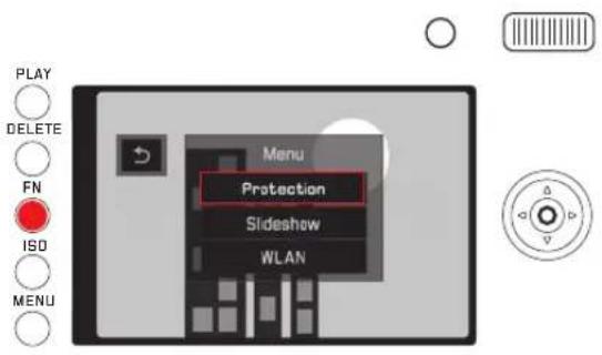 PLAY DELETE FN ISO MENU Menu Protection Slideshow WLAN
