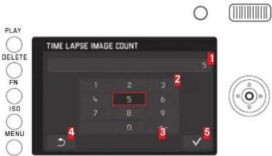 PLAY DELETE FN ISO MENU TIME LAPSE IMAGE COUNT 1 5 2 4 5 6 7 8 9 0 3 4 5