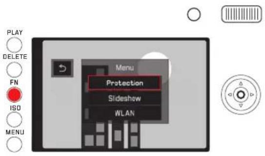 PLAY DELETE FN ISO MENU Menu Protection Slideshow WLAN