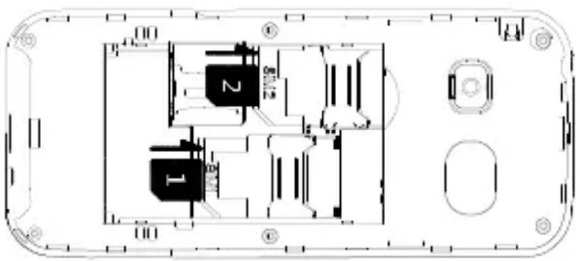 Technical diagram of a device casing with labeled components and mounting points