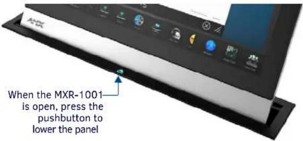 When the MXR-1001 is open, press the pushbutton to lower the panel