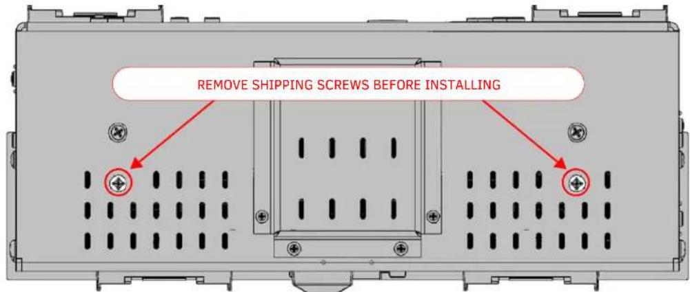 REMOVE SHIPPING SCREWS BEFORE INSTALLING
