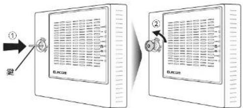 Elecom WAB-S600-PS - セキュリティーカバーに付属の鍵を鍵穴に挿入し(①)、鍵をCLOSE側に回します(②)。セキュリティーカバーがロックされます。 - 2
