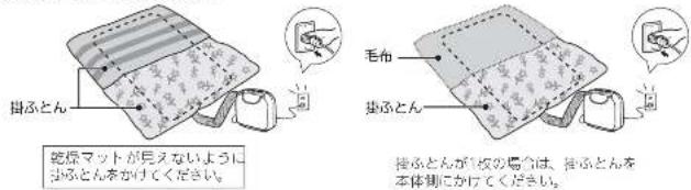MITSUBISHI AD-X80-T - 掛ふとん2枚(または掛ふとん1枚と毛布1枚)をかけて電源プラグを差し込む - 1