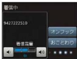 着信中 9427222510 着信音量 オンフック おことわり