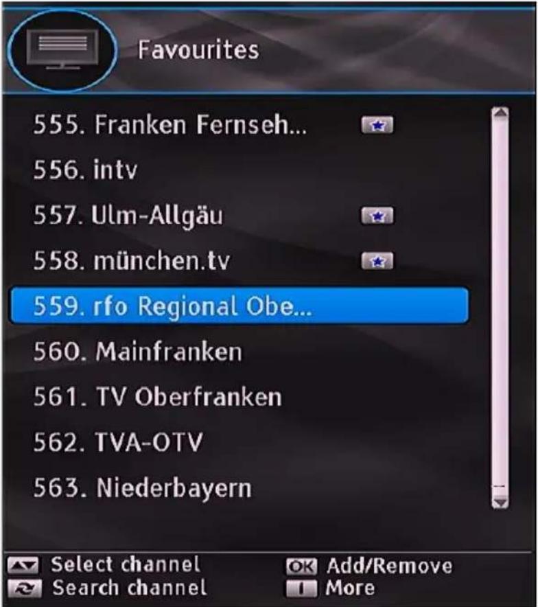 Favourites 555. Franken Fernseh... 556. intv 557. Ulm-Allgäu 558. münchen.tv 559. rfo Regional Obe... 560. Mainfranken 561. TV Oberfranken 562. TVA-OTV 563. Niederbayern Select channel Search channel Add/Remove More