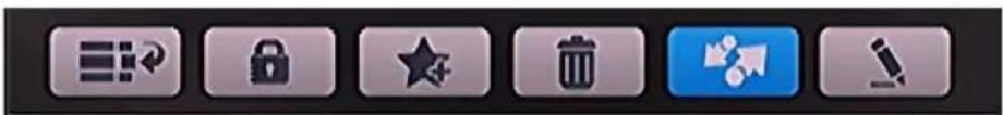 Toolbar with seven function icons including refresh, lock, star, trash bin, upload arrow, and pencil