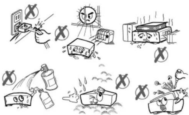 Illustration showing various behaviors of a firecracker with warning symbols and labeled items like a water bottle, firecracker, and car.