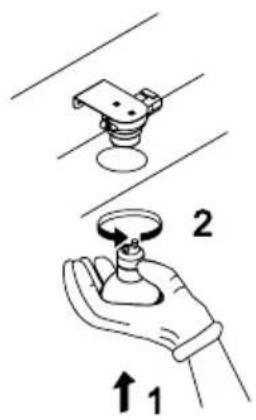 Diagram showing a hand holding a valve with labeled parts and directional arrows indicating movement or force.