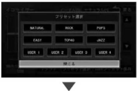 ブリセット選択 NATURAL ROCK POPS EASY TOP40 JAZZ USER 1 USER 2 USER 3 USER 4 開止名